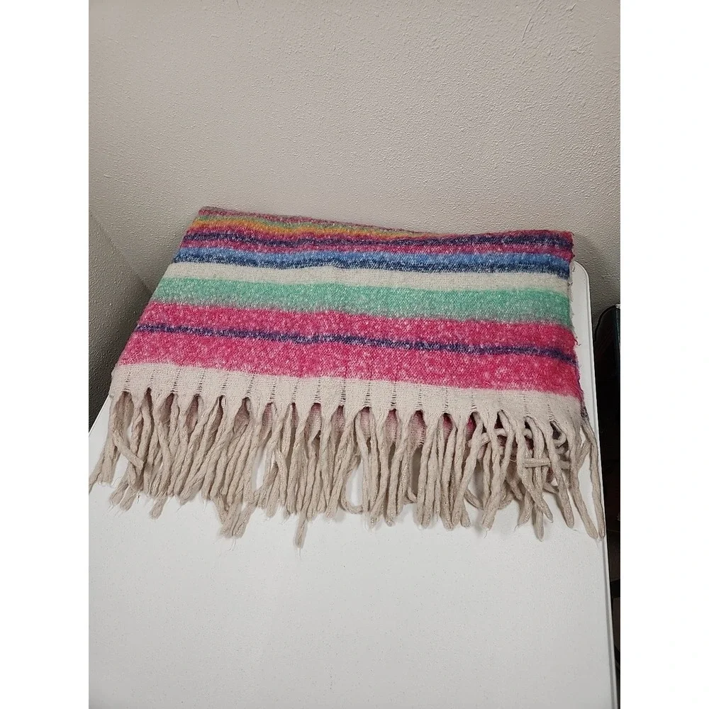 Free People Skye Stripe Fringe Throw Blanket 60